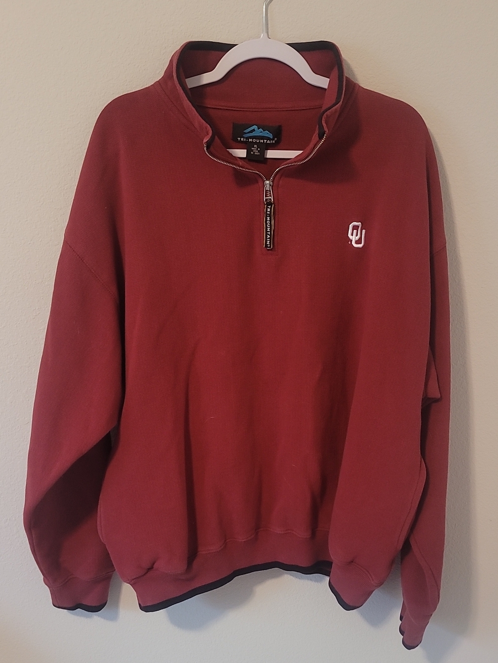 Men's Maroon Quarter-Zip Pullover Sweater - OU Logo
